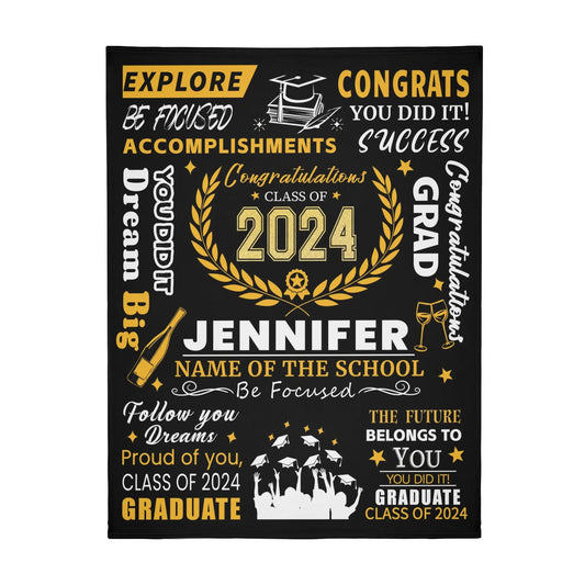 Personalized Graduation Custom Blankets with Names - Graduation Gifts