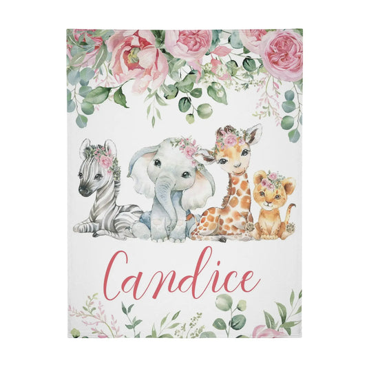Personalized Forest Animal Baby Name Blanket - Gift for Baby