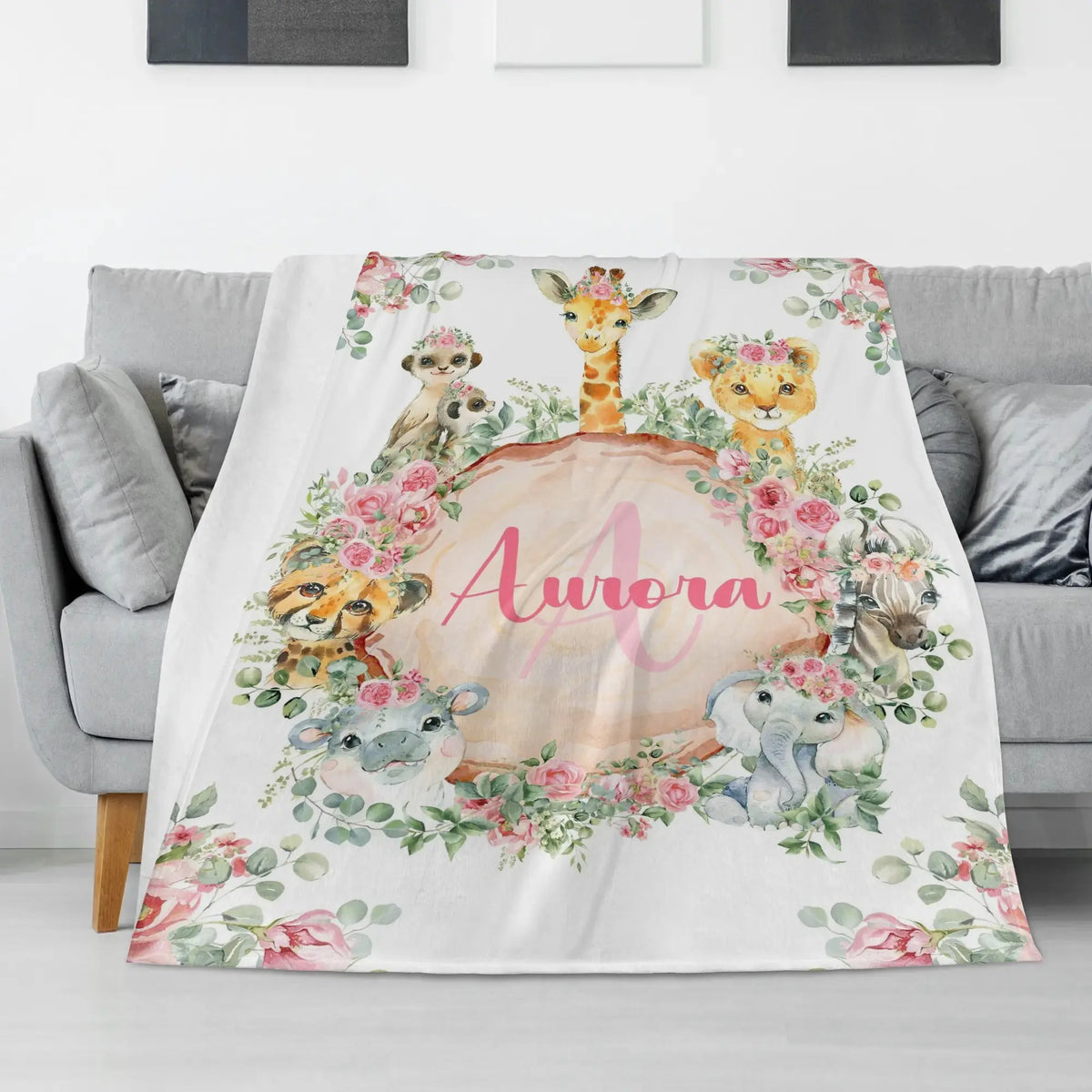 Personalized Forest Animal Baby Blanket - Gift for Baby