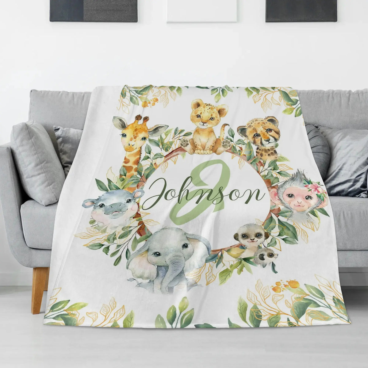 Personalized Cute Forest Animals Baby Blanket - Gift for Baby