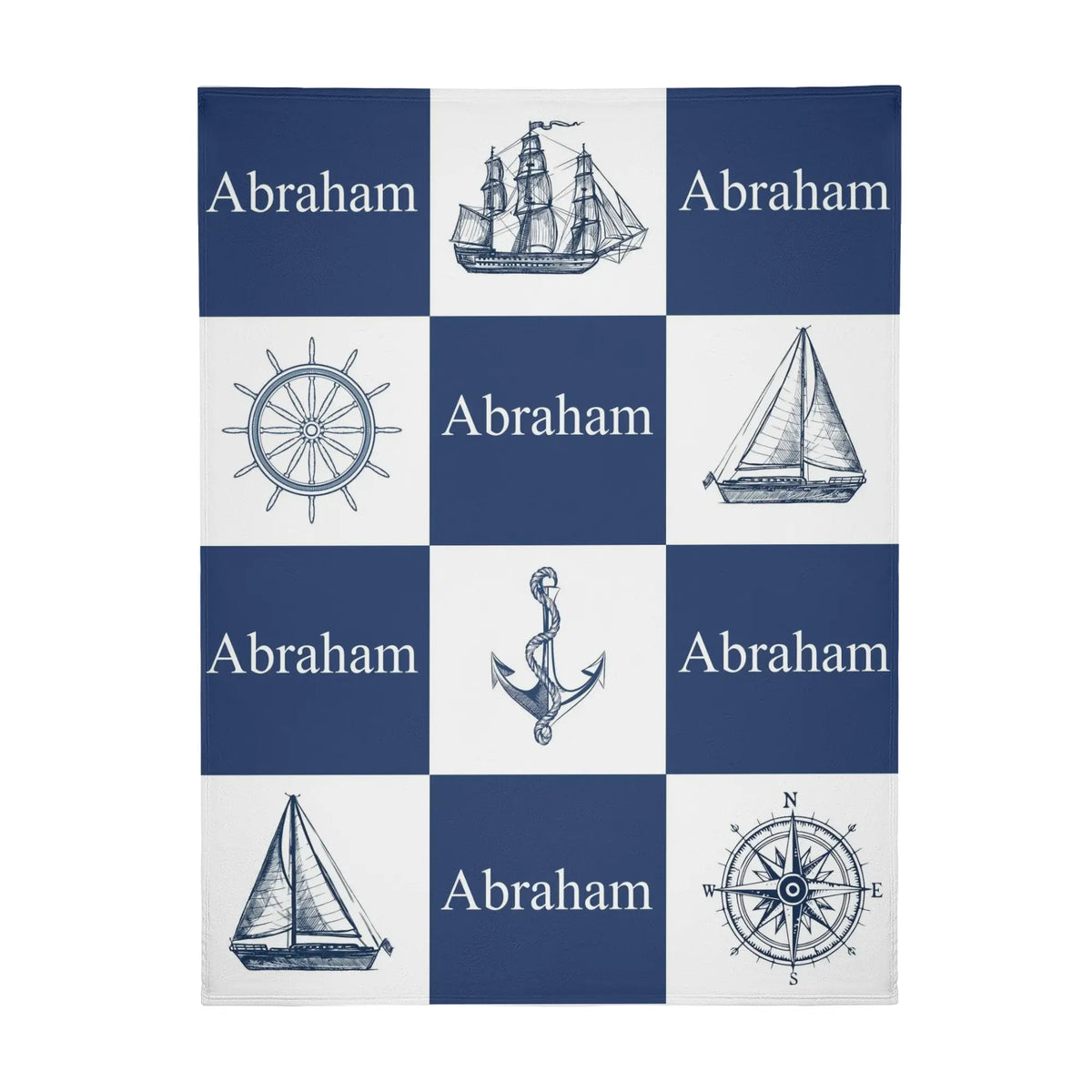 Personalized Baby Nautical Sailor Blanket - Gift for Baby