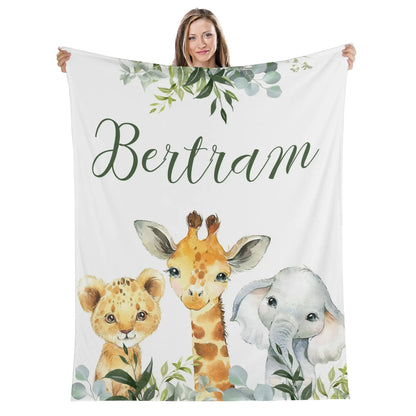 Personalized Jungle Animal Blanket - Gift for baby