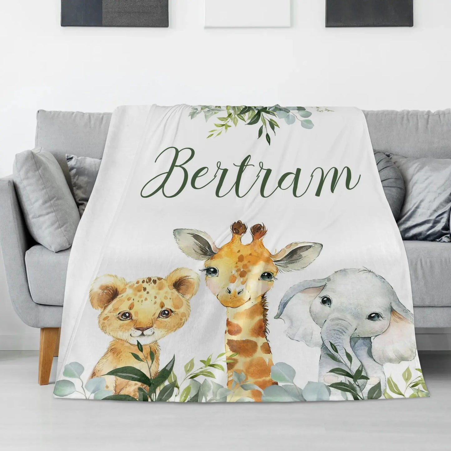 Personalized Jungle Animal Blanket - Gift for baby