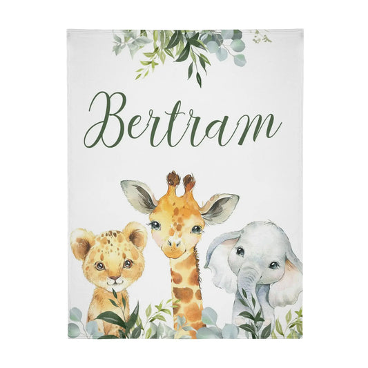 Personalized Jungle Animal Blanket - Gift for baby