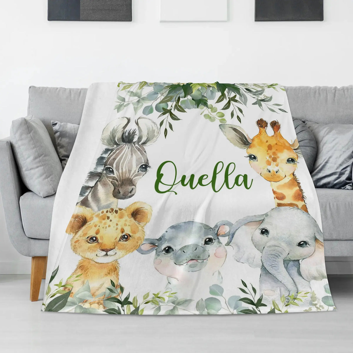 Personalized Safari Animal Party Blanket - Gift for Baby