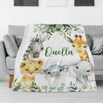 Personalized Safari Animal Party Blanket - Gift for Baby