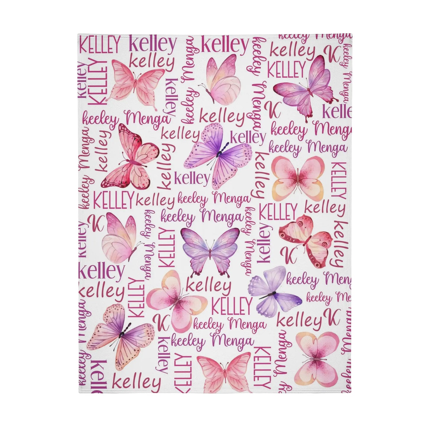 Personalized Watercolor Butterfly Baby Name Blanket - Gift for baby