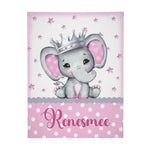 Personalized Watercolor Elephant Baby Name Blanket - Gift for baby