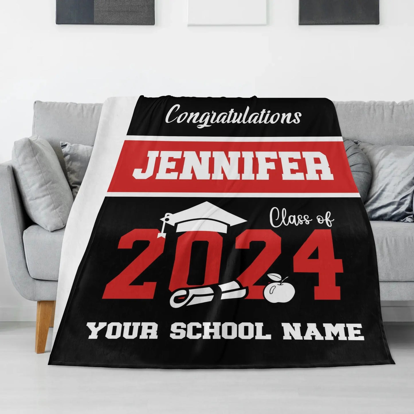 Personalized Simple Graduation Name Blanket - Graduation Gifts