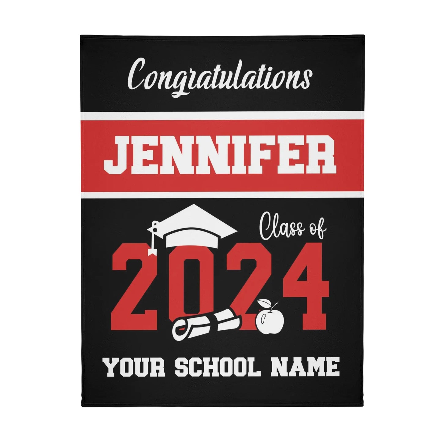 Personalized Simple Graduation Name Blanket - Graduation Gifts