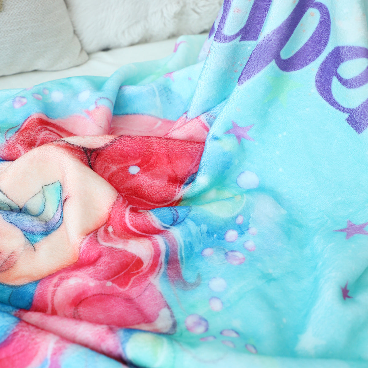 Personalized Cute Mermaid Girl Name Blanket - Gifts for Kids