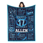 Personalized Blue Theme Birthday Name Blanket - Gift for Kids