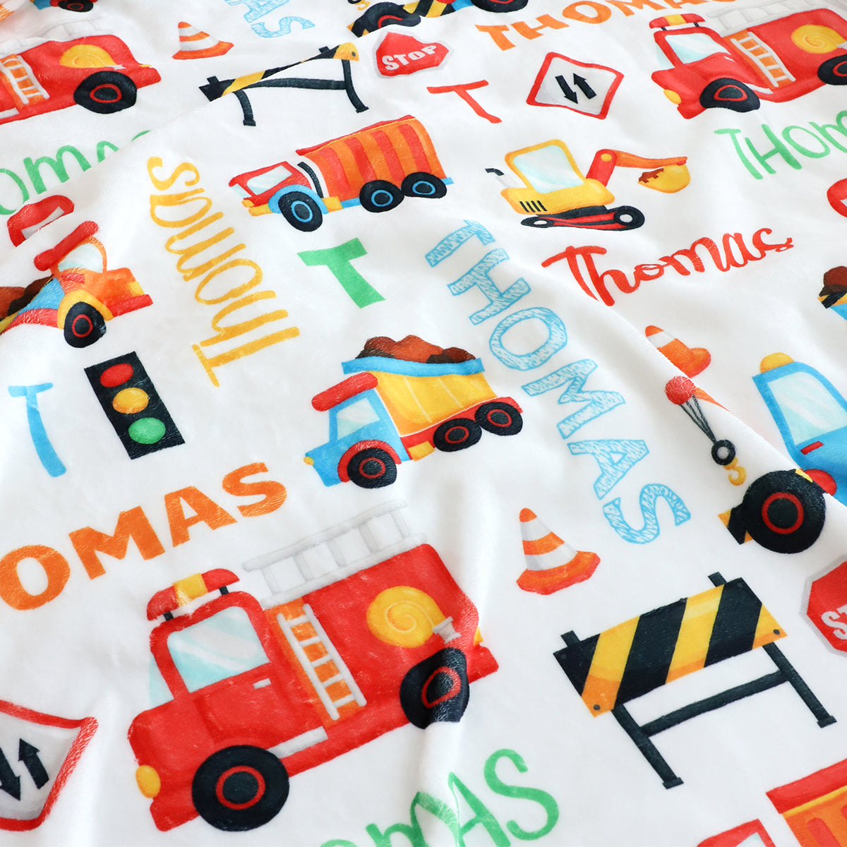 Personalized Transportation Truck Name Blankets - Gift for Kids