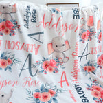 Personalized Cute Floral Elephant Blankets - Gifts for Baby