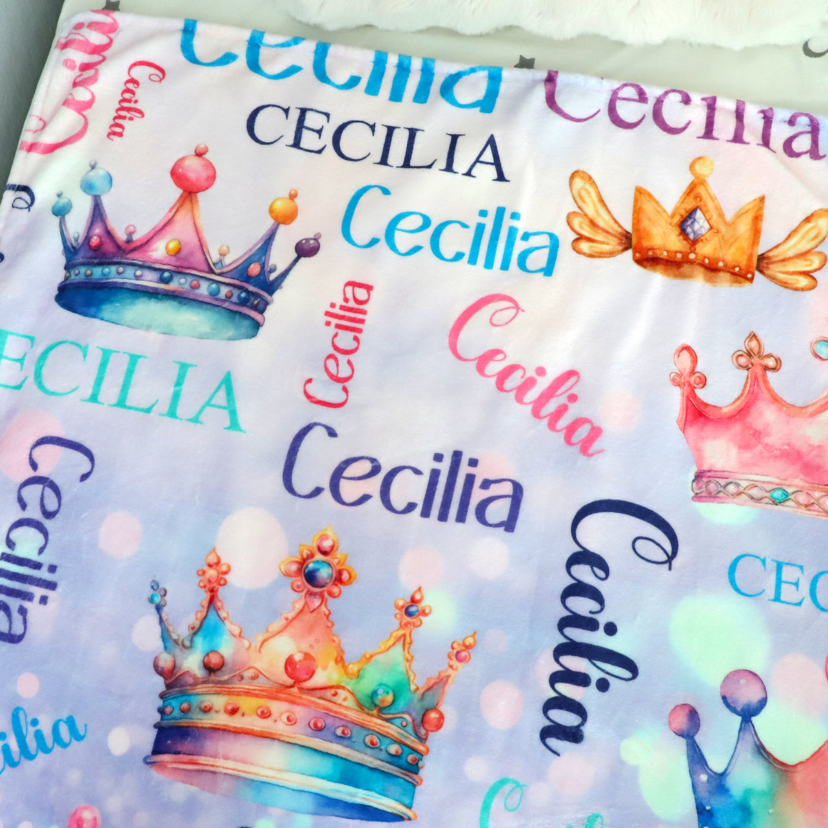 Personalized Crown Themed Name Blanket - Gift for Kids