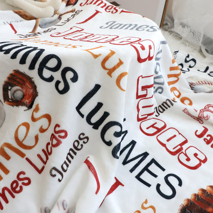 Personalized Realistic Baseball Name Blanket - Gift for Kids