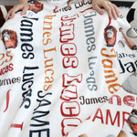 Personalized Realistic Baseball Name Blanket - Gift for Kids