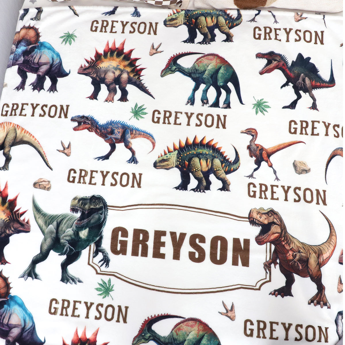 PersonalizedDinosaurs Themed Boy Name Blanket - Gift for Kids