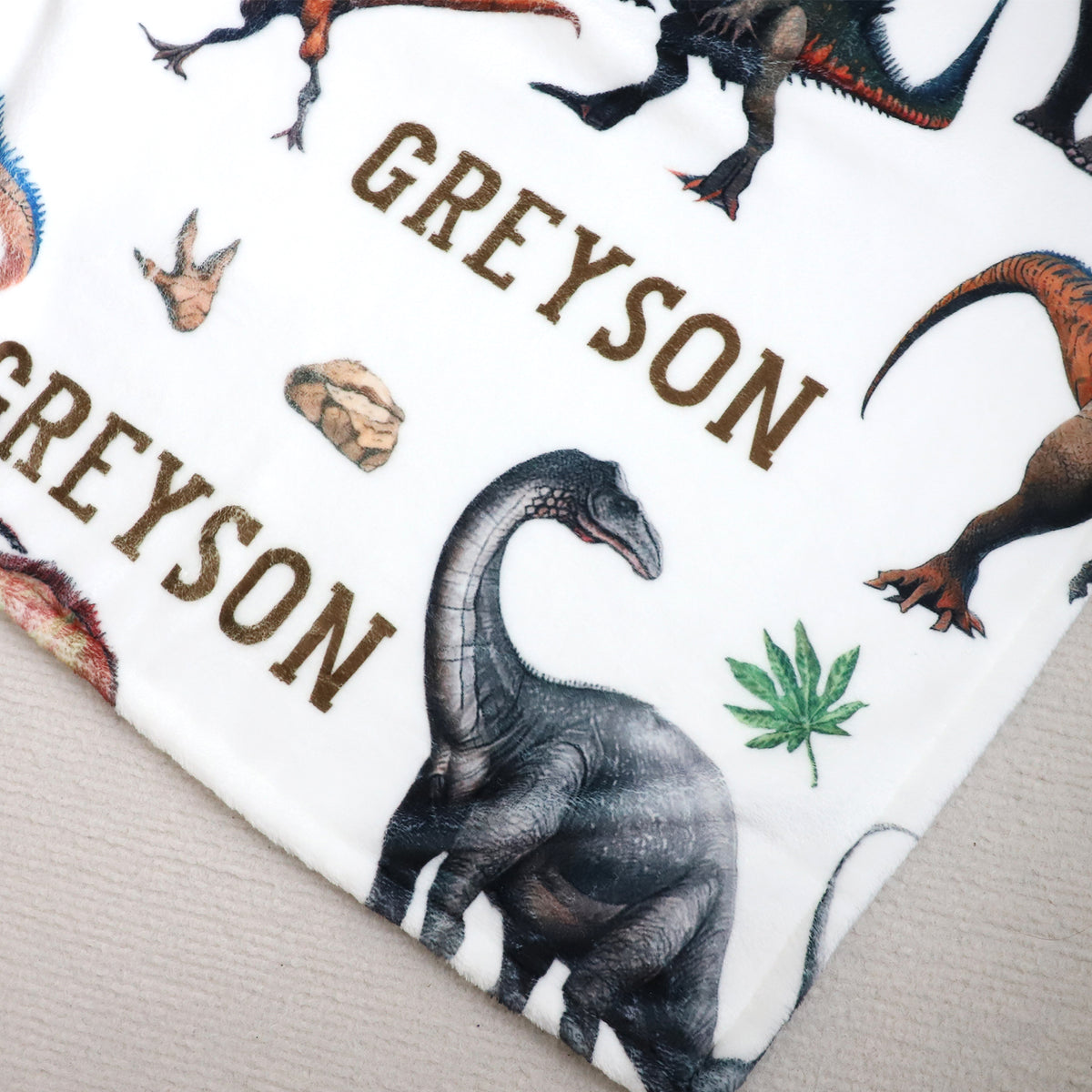 PersonalizedDinosaurs Themed Boy Name Blanket - Gift for Kids