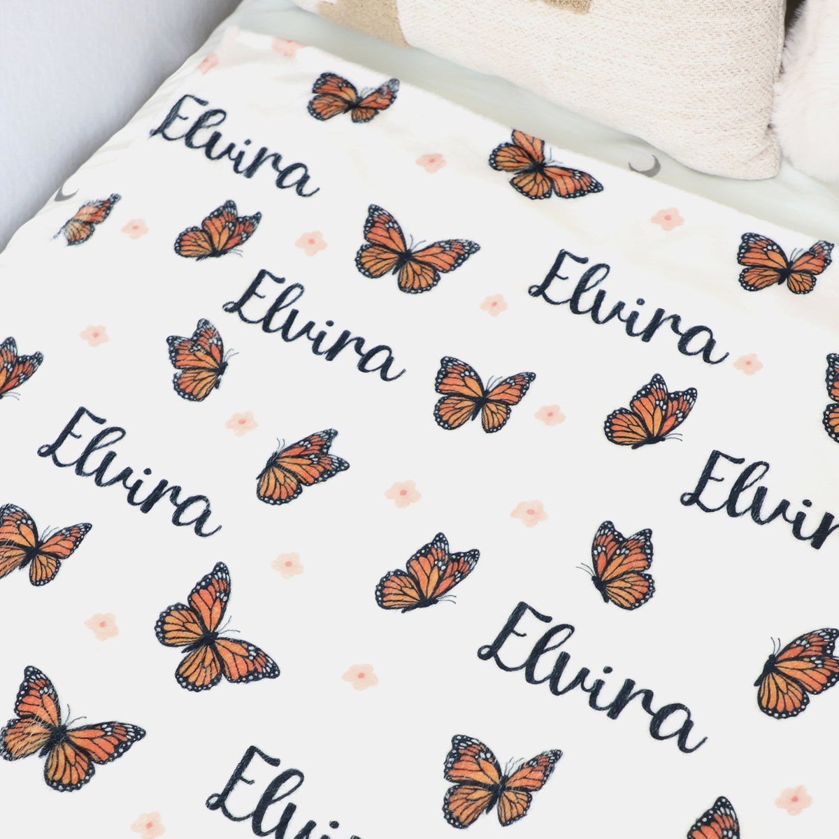 Personalized Yellow Butterfly Name Blanket - Gift for Kids