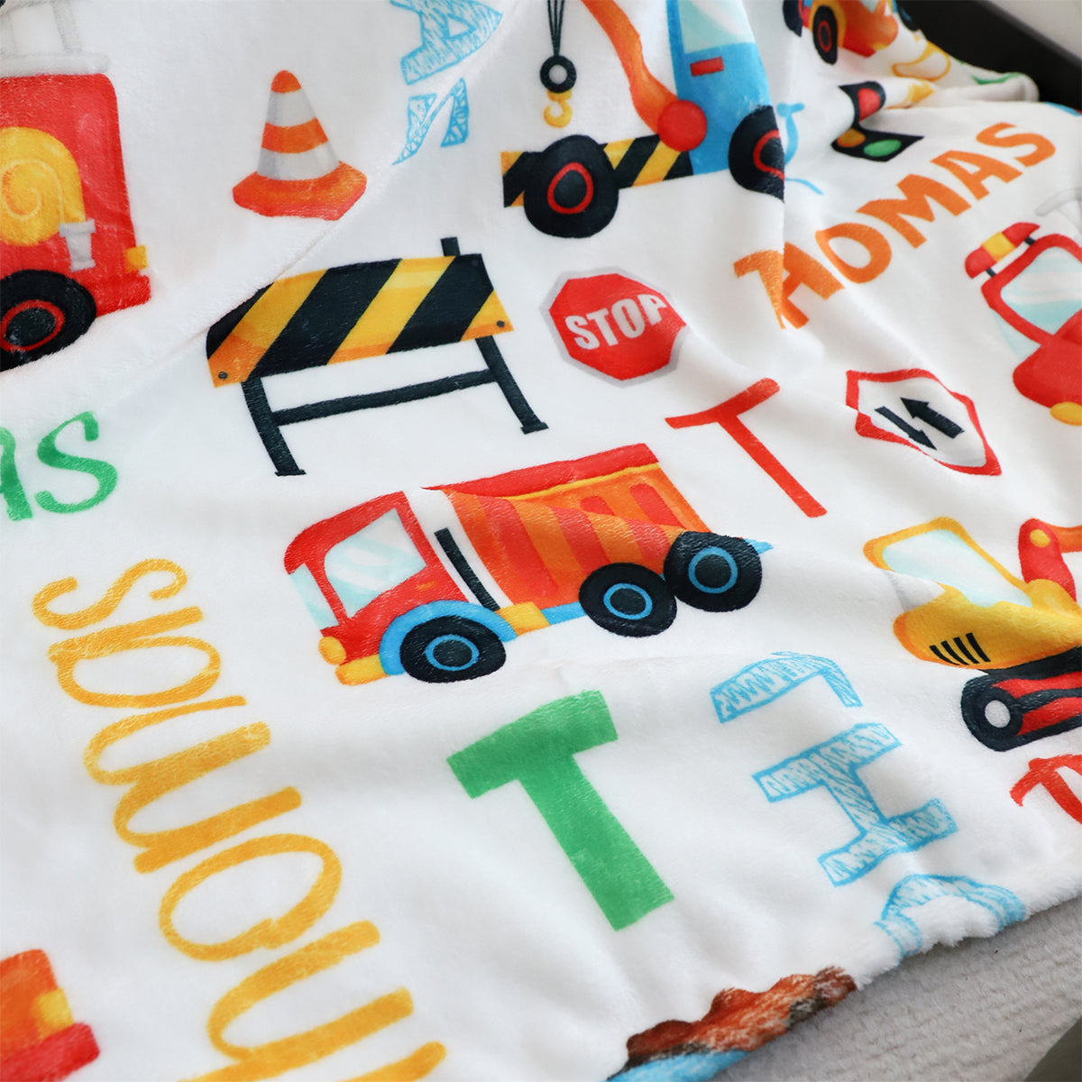 Personalized Transportation Truck Name Blankets - Gift for Kids