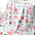 Personalized Pink Rose Girl Name Blanket - Gift for Kid