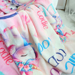 Personalized Unicorn Themed Name Blanket - Gift for Kids