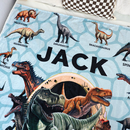 Personalized Jurassic Dinosaur Name Blankets - Gifts for Kid