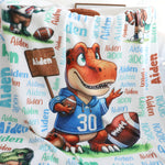 Personalized Cute Dinosaur Themed Name Blanket - Gift for Kids