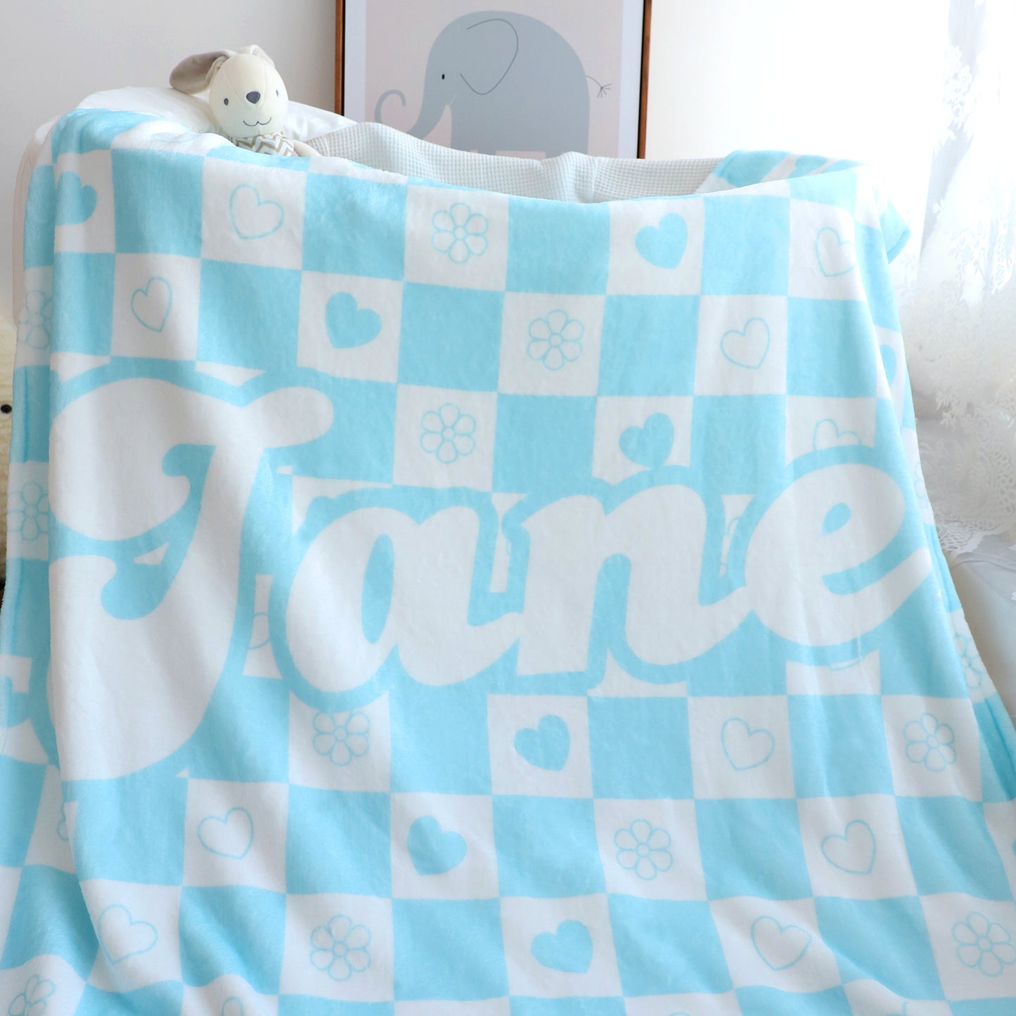 Personalized Love Plaid Children's Name Blanket - Gift for Kids