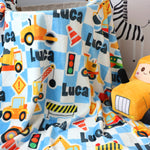 Personalized Transportation Truck Themed Name Blanket - Gift for Kids