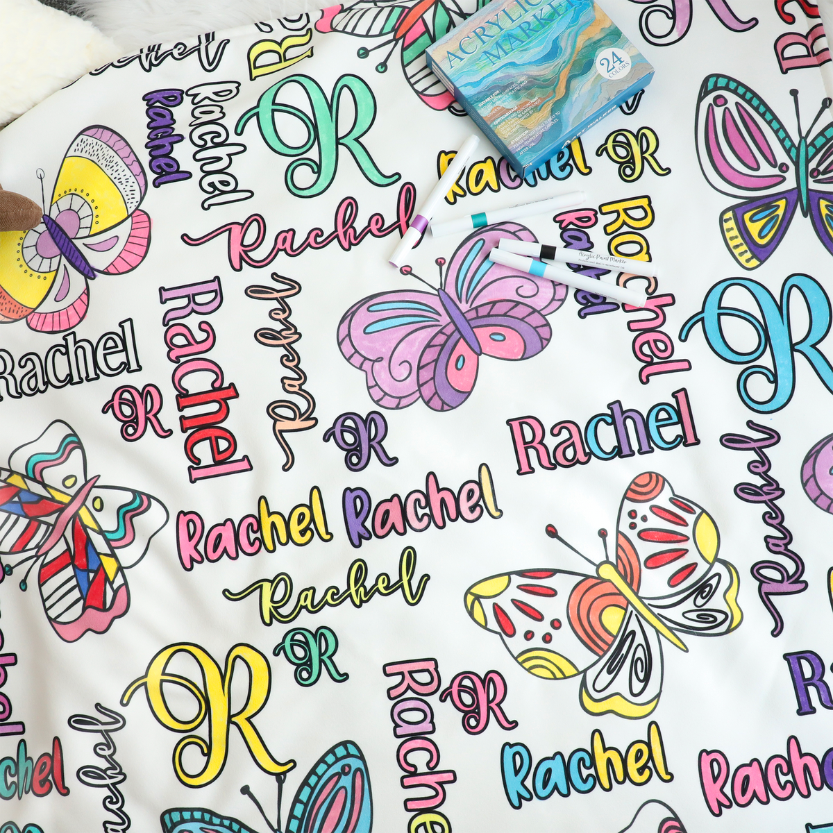 Personalized Butterfly Coloring Blanket🎨- Gift for Kids