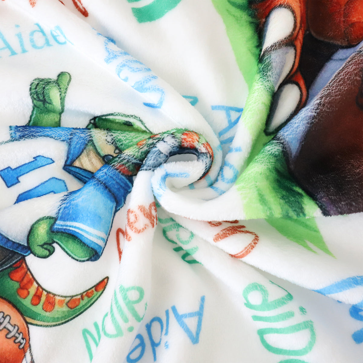 Personalized Cute Dinosaur Themed Name Blanket - Gift for Kids