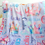 Personalized Crown Themed Name Blanket - Gift for Kids