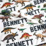 Personalized Forest Dinosaurs Children's Name Blankets - Gift for Kids