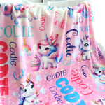 Personalized Unicorn Themed Name Blanket - Gift for Kids