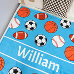 Personalized Sports Ball Name Blanket - Gift for Kids