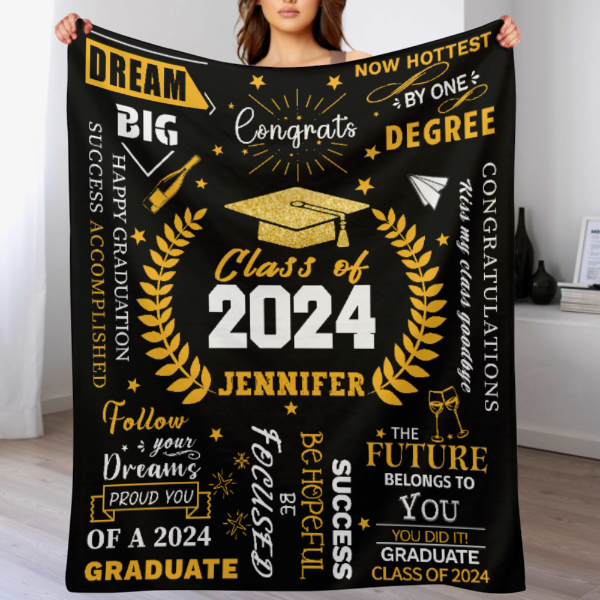 Personalized Graduation Blankets with Names - Graduation Gifts