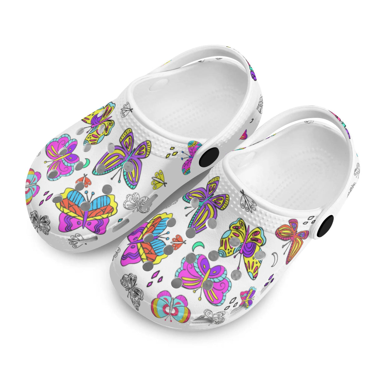 Custom Name Doodle Cartoon Butterfly Kid's Slippers/Sandals