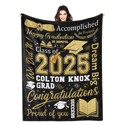 Personalized Class of 2025 Name Customized Blanket - Graduation Gifts