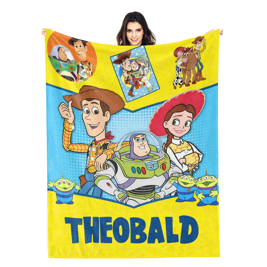 Personalized Cartoon Colors Children's Name Blanket - Gift for Kids