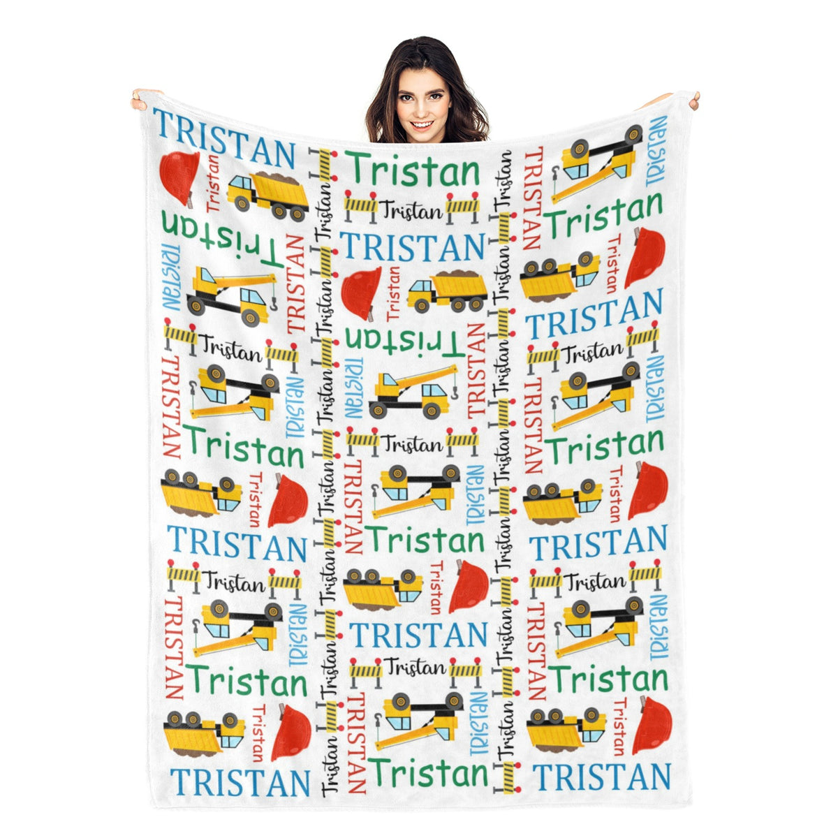 Personalized Custom Construction Truck Name Blankets - Gift for Kids