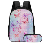 Personalized Watercolor Pink Butterfly Girl Name Backpack - Back to School