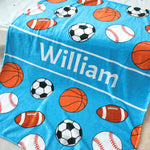 Personalized Sports Ball Name Blanket - Gift for Kids