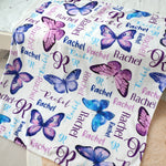 Personalized Watercolor Purple Butterflies Baby Name Blanket - Gift for Baby