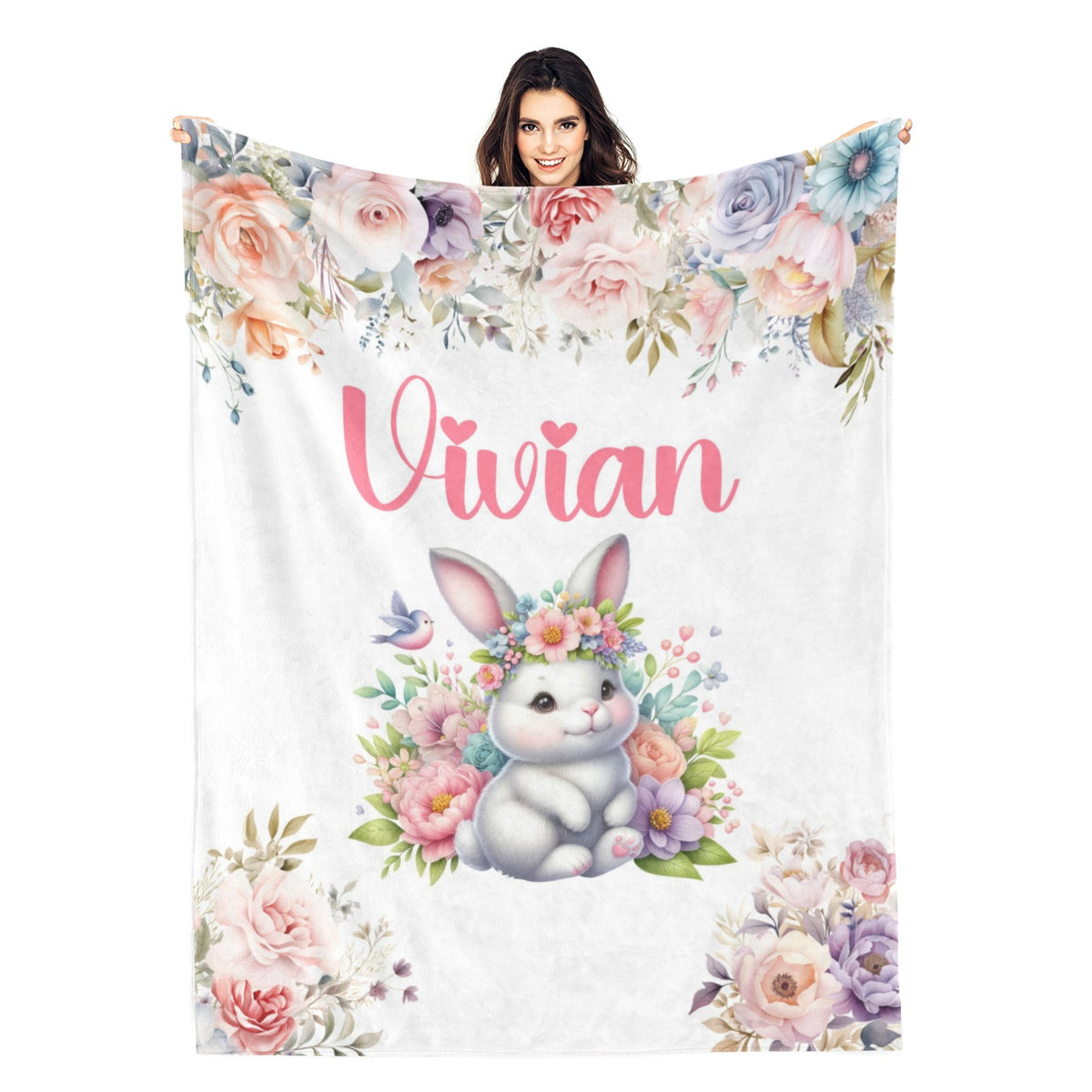 Personalized Easter Bunny Name Blankets - Gift for Kids