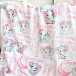 Personalized Cute Moon Girl Elephant Blankets - Gifts for Baby