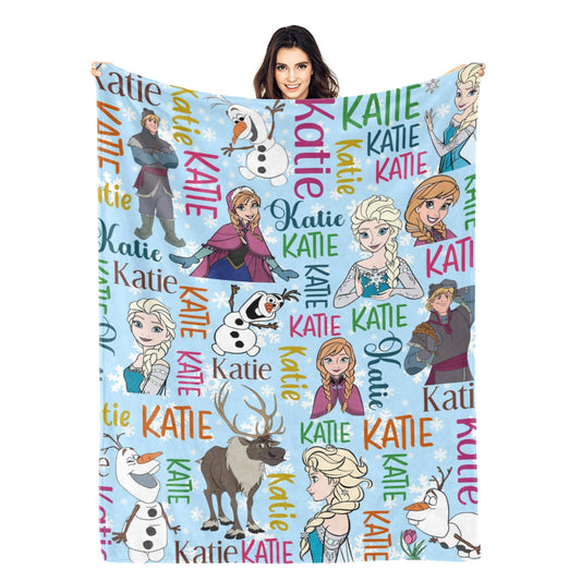 Personalized Name Ice and Snow Element Blanket - Gift for Kid