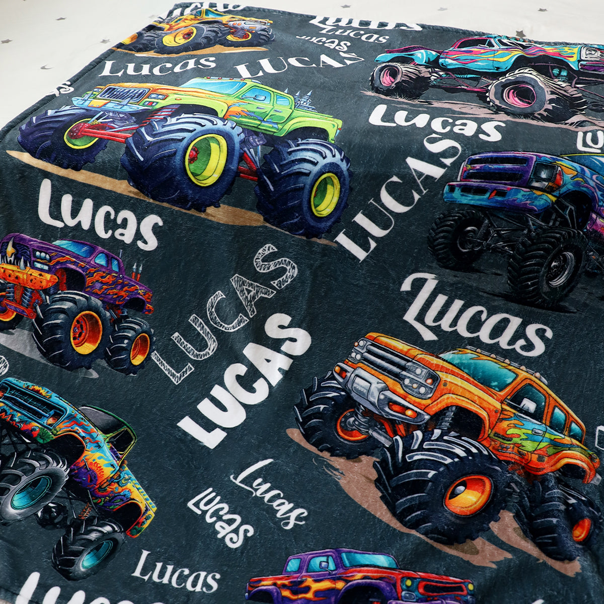 Personalized Monster Truck Blanket - Gift for Kids