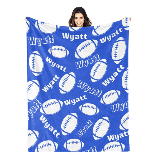 Personalized Custom Tile Football Name Blanket - Gift for Kids